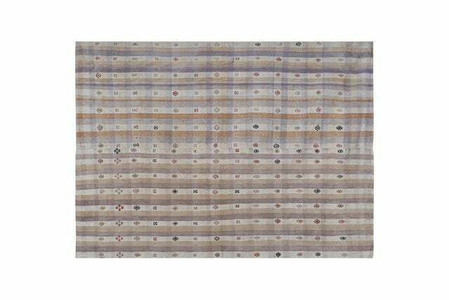 1960s Vintage Striped Cotton Kilim Rug5'9'' X 8'5'' photo Textiles