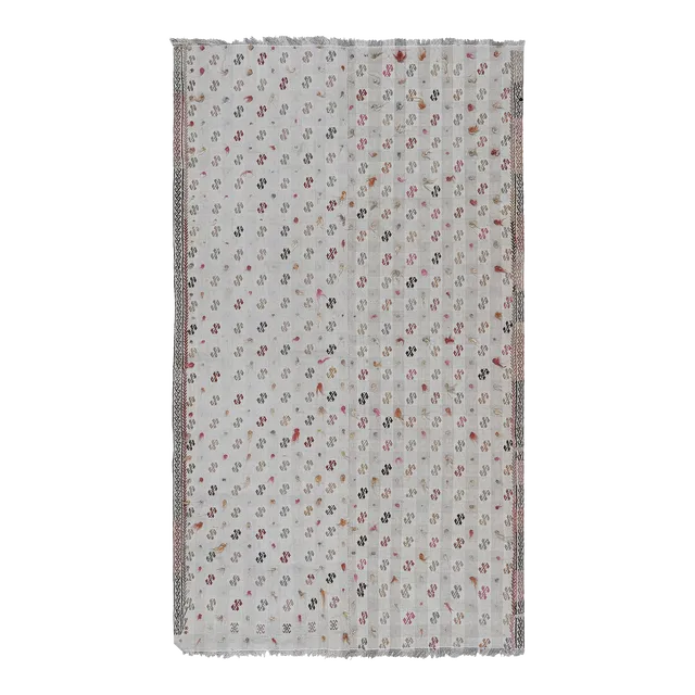 Vintage Embroided Jajim Kilim Rug 4'7'' X 8'5''