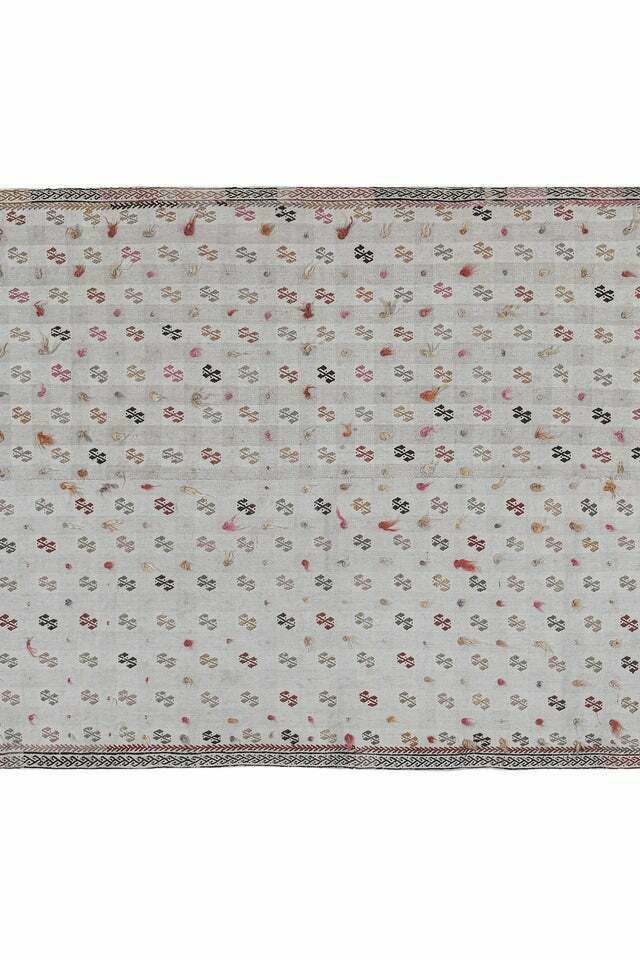 Vintage Embroided Jajim Kilim Rug 4'7'' X 8'5'' photo Textiles