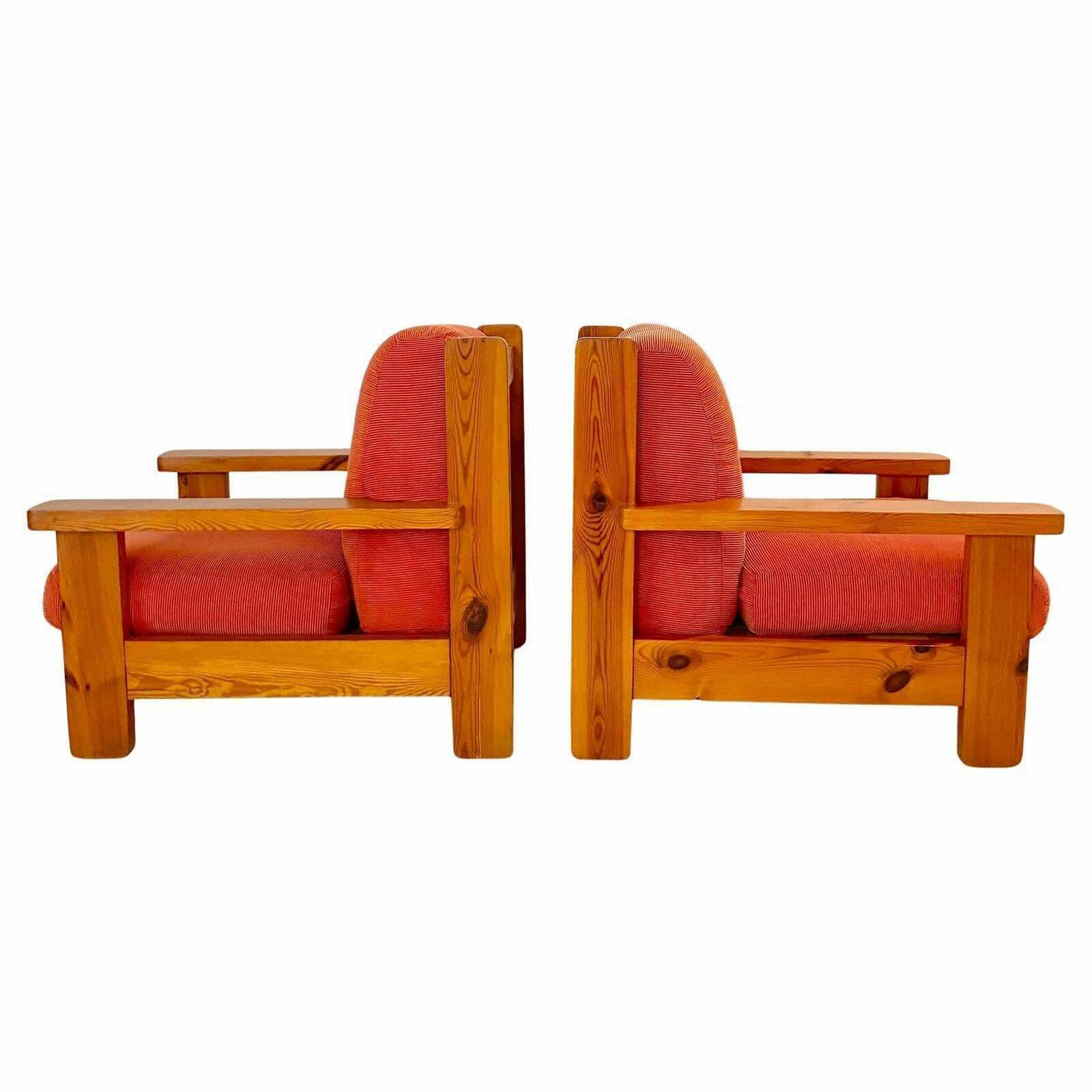 Mid Century Modern Wood And Red Velvet Armchairs, Set Of Two, Italy 1970 photo vinterior