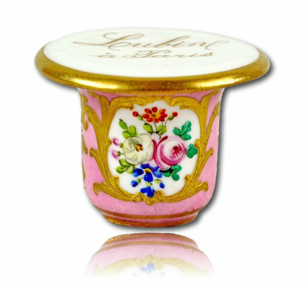Blush Mortar In Paris Or Limoges Porcelain From The Perfumer Lubin In Paris   Ep. Mid 19th Century