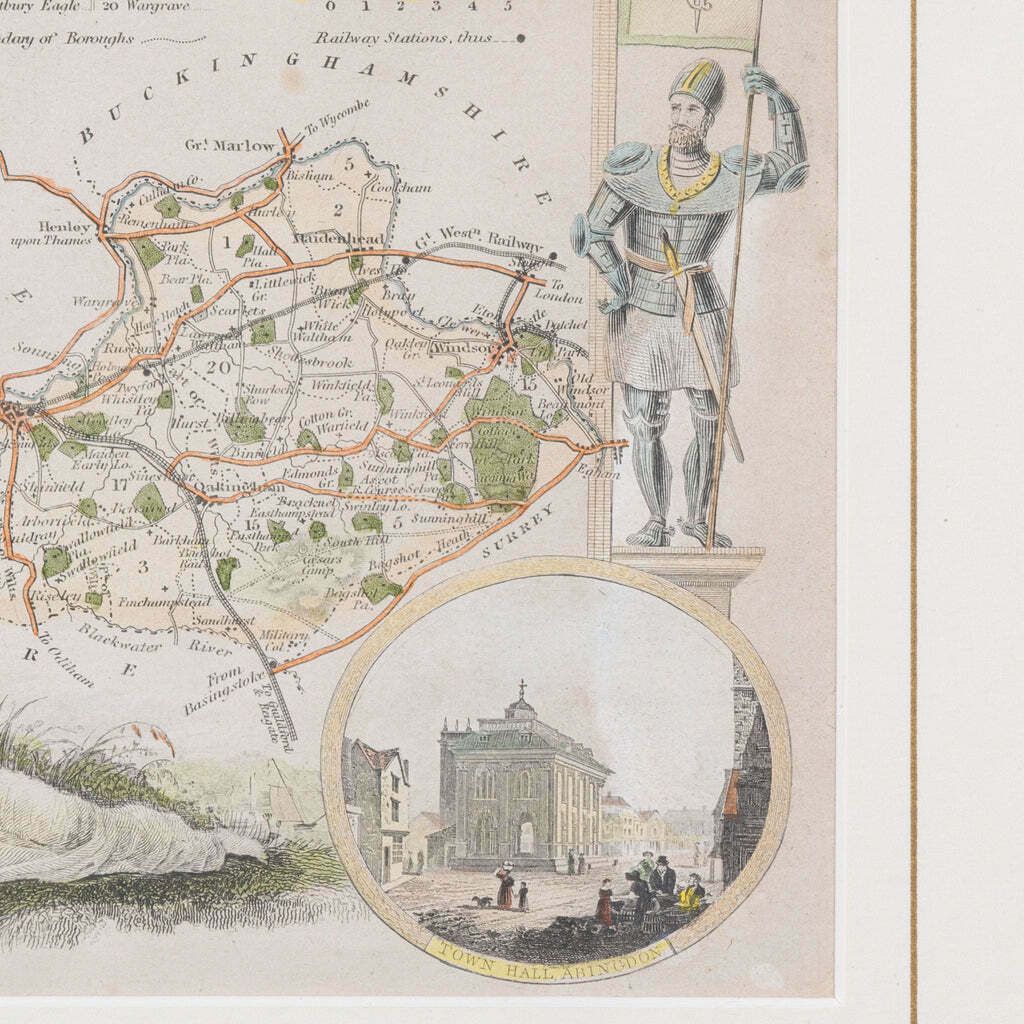 photo for sale Antique County Map, Berkshire, English Framed Lithograph, Cartography, Victorian