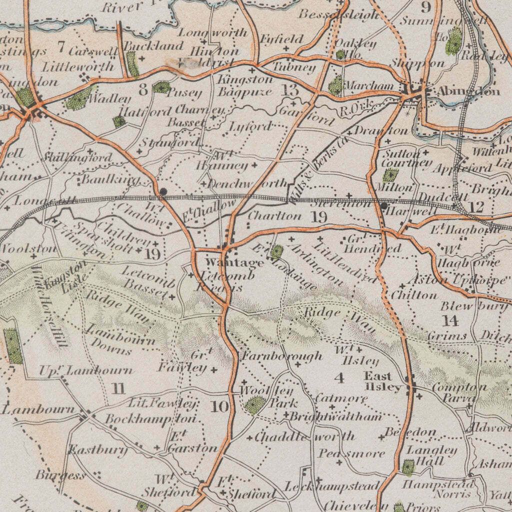 295.0 Antique County Map, Berkshire, English Framed Lithograph, Cartography, Victorian photo