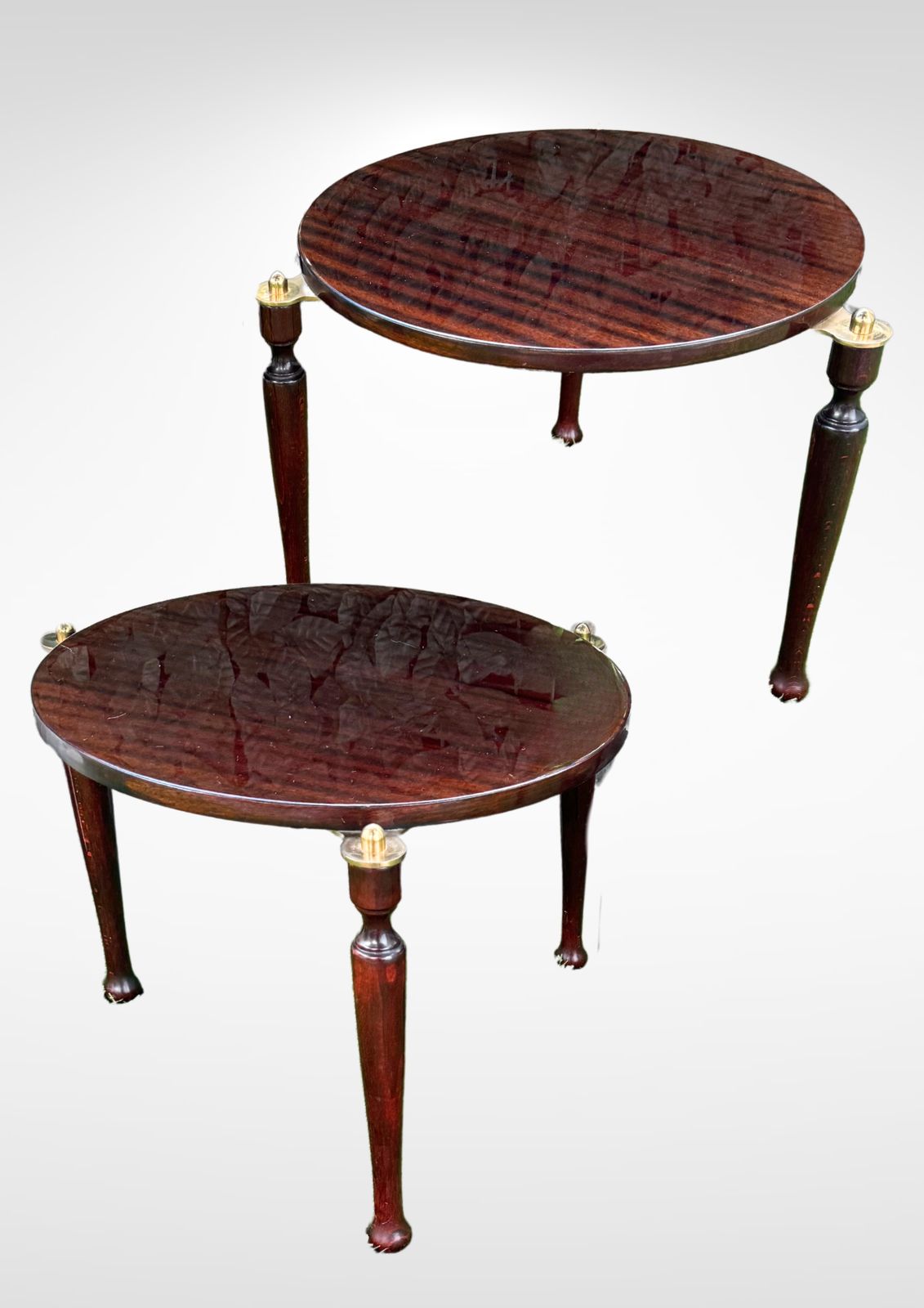 Set Of 2 Italian Lacquered Wood And Brass Side Tables Hollywood Regency photo buy