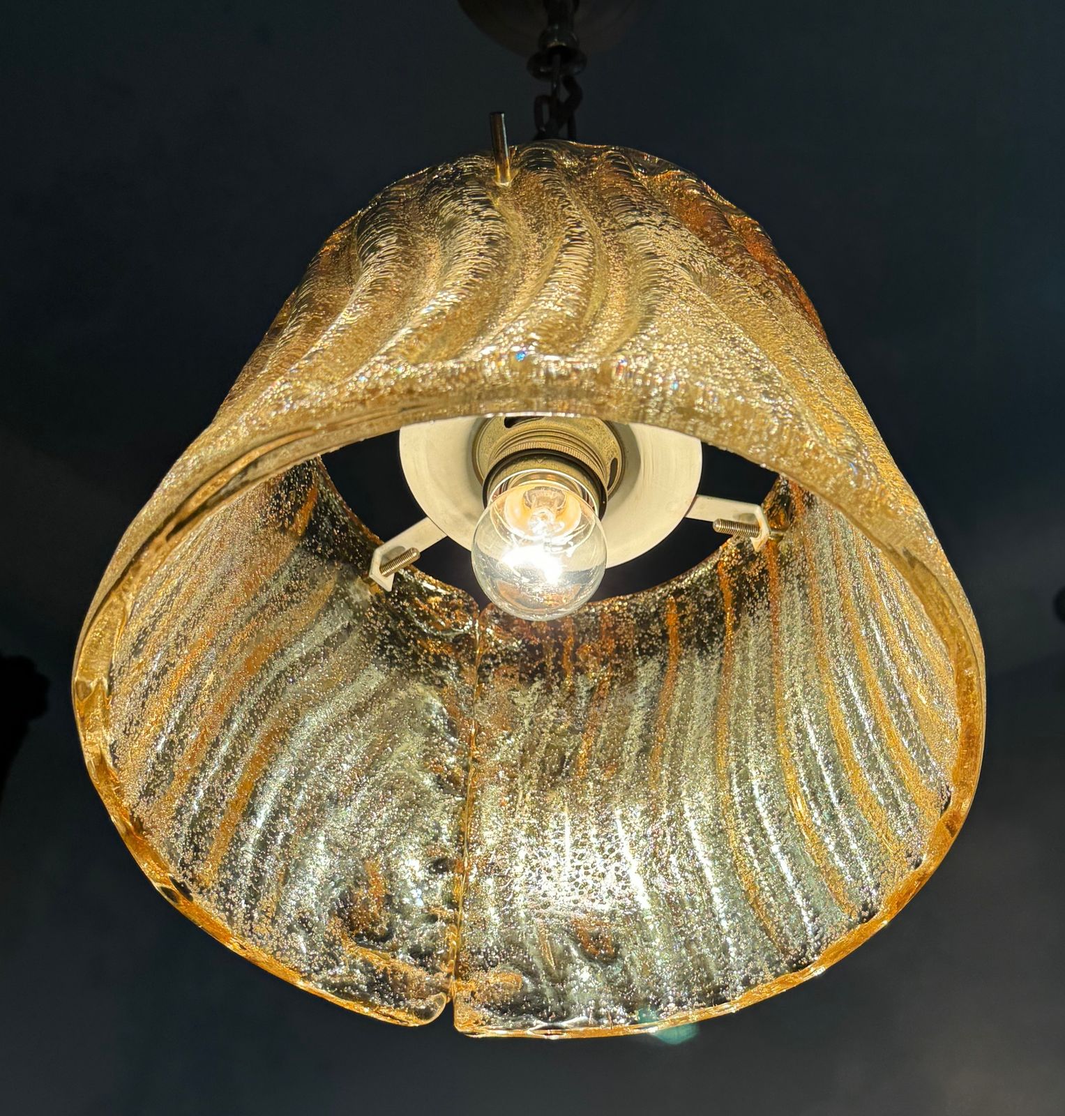 890.0 Mid Century Barovier Gold Glass Suspension Pendant Ceiling Lamp photo