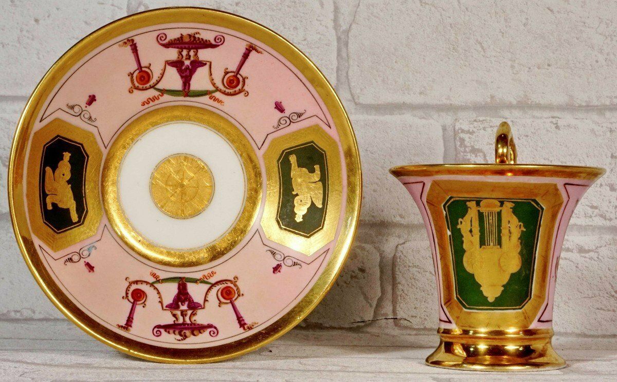 Jasmin Cup And Saucer In Paris Porcelain   Empire Period photo buy