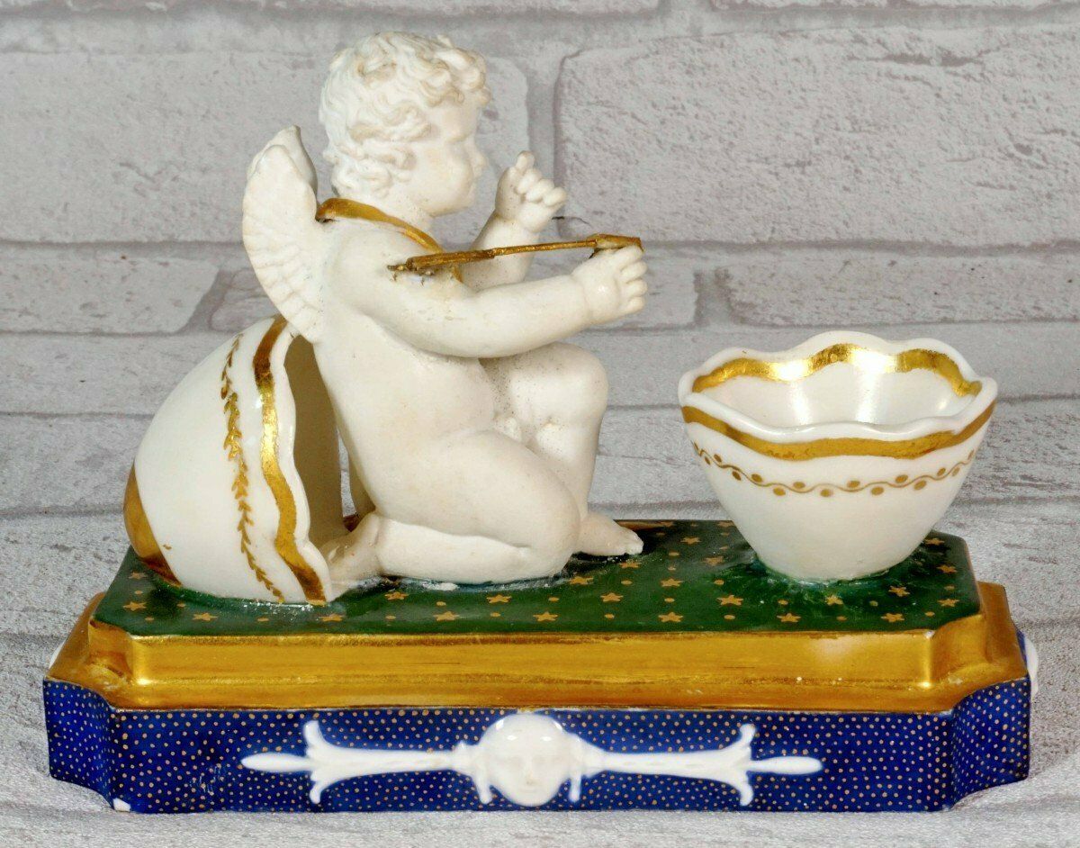 Rare Paris Porcelain Inkwell   Empire Period photo vinterior