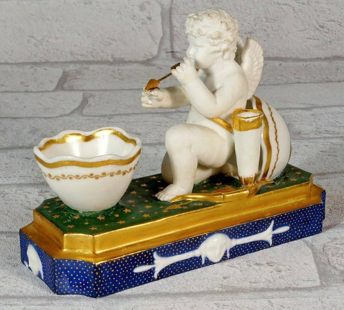 Rare Paris Porcelain Inkwell   Empire Period photo vintage