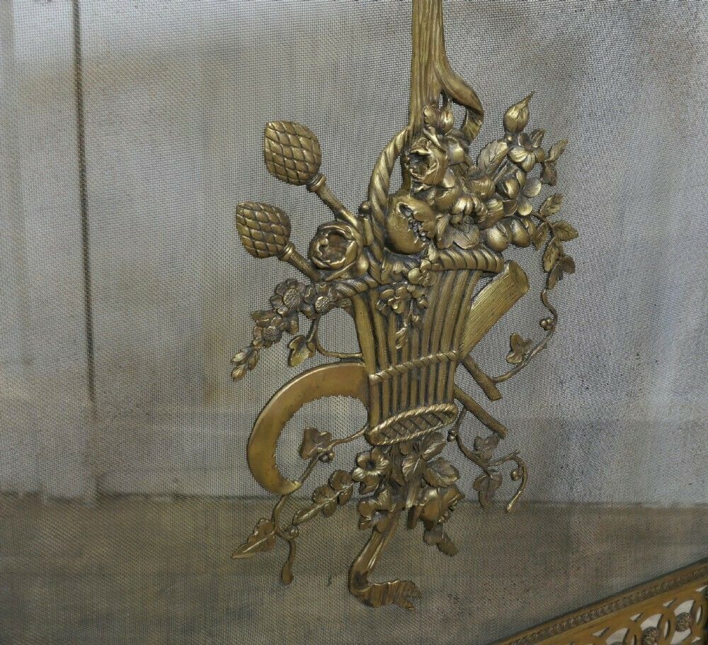 Free Standing French Brass Rococo Fire Guard, Spark Screen photo buy