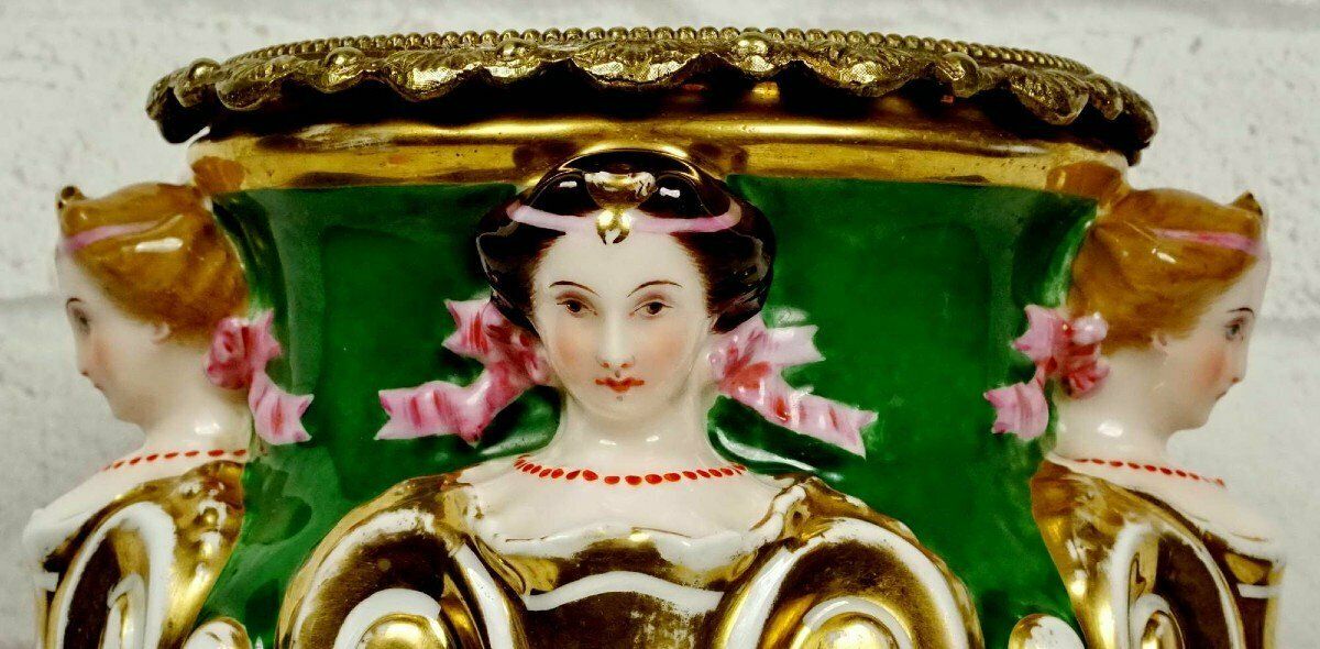 Large Decorative Porcelain Vase From Paris Or Limoges   Ep. Xixth photo vintage