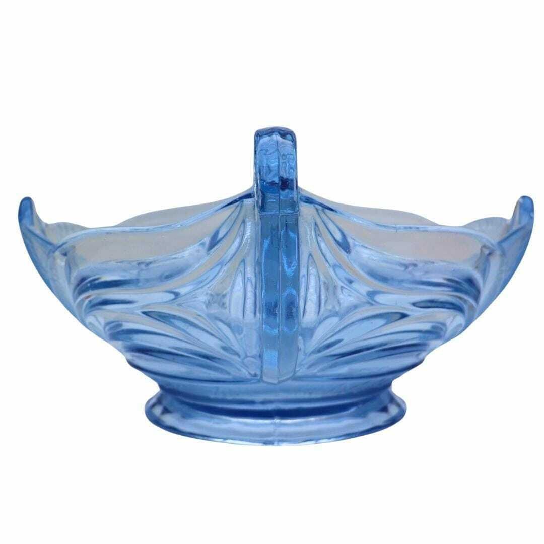 Art Deco German Pressed Glass Bowl By Brockwitz Nr 9073a By Fritz Scheiner, Blue Deco Centrepice photo vinterior