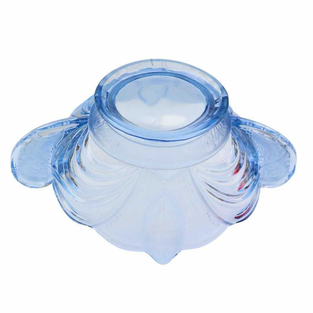 Art Deco German Pressed Glass Bowl By Brockwitz Nr 9073a By Fritz Scheiner, Blue Deco Centrepice photo vintage