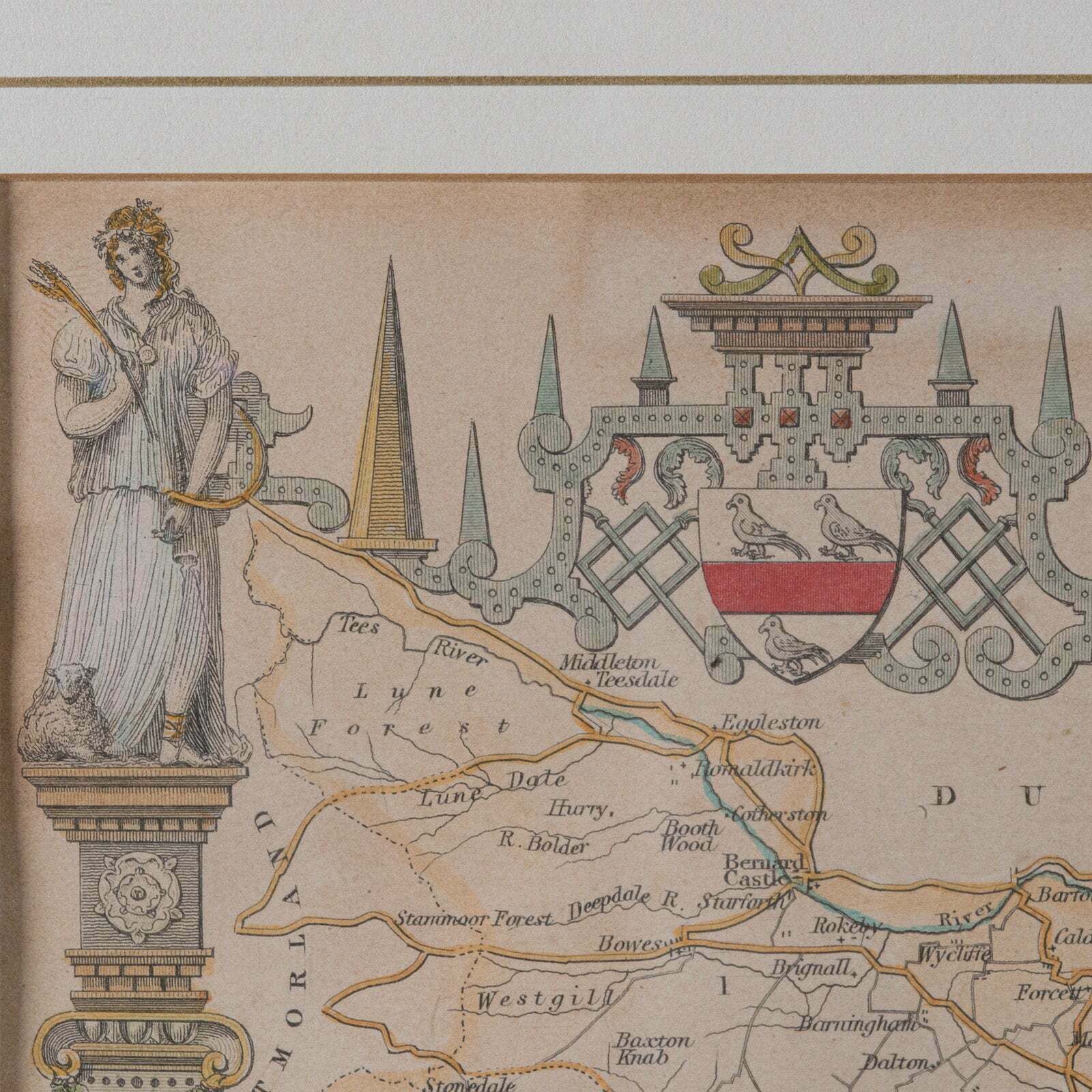 Antique North Yorkshire Map, English, Framed Lithography, Cartography, Victorian photo vinterior