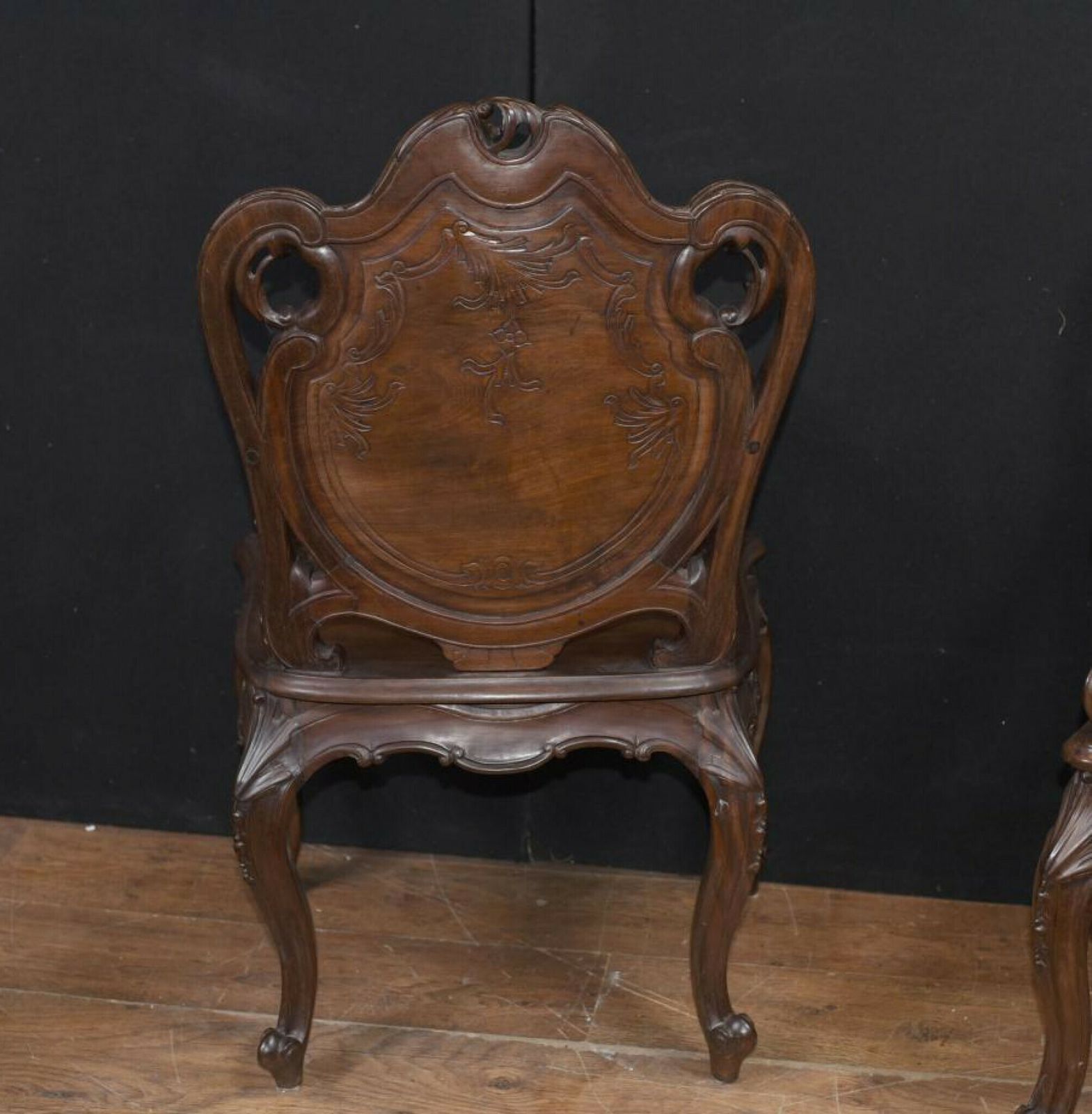 Pair Art Nouveau French Hard Wood Arm Chairs photo for sale