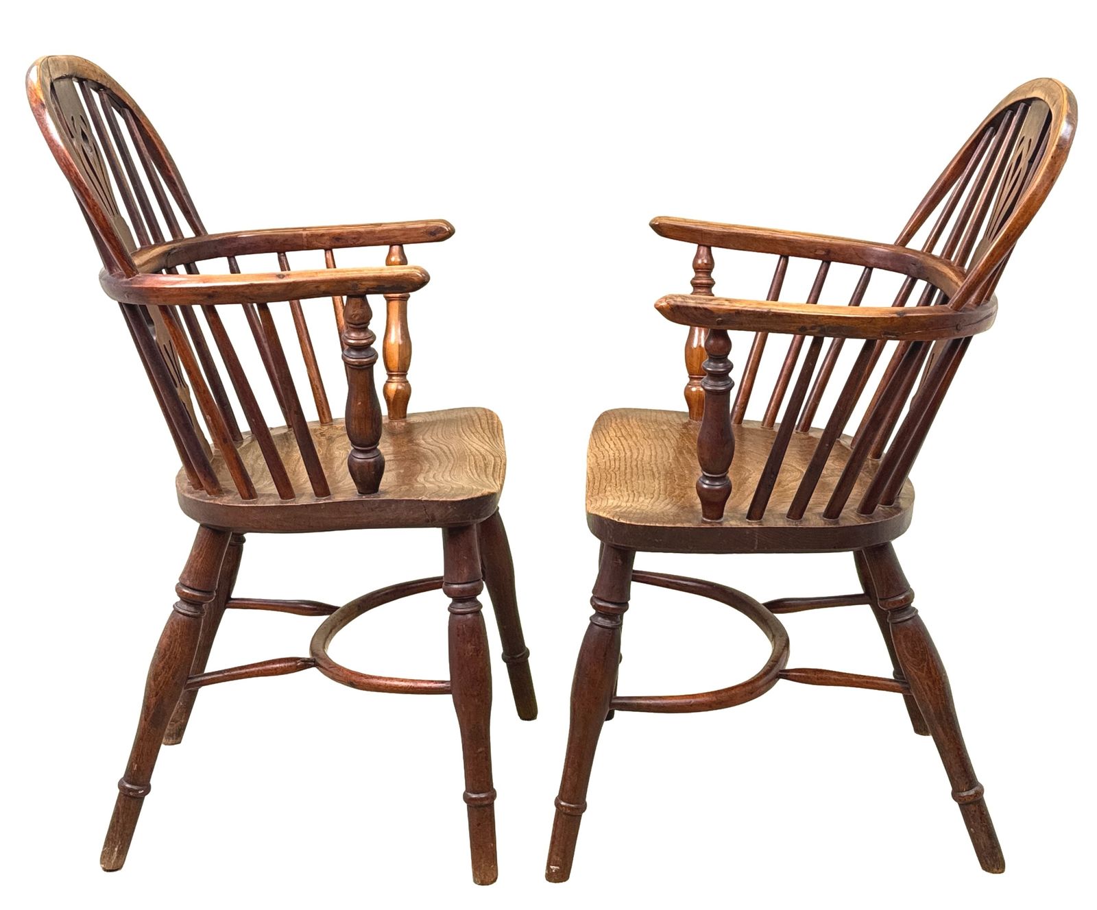 Pair Of 19th Century Yew Wood Windsor Armchairs (England, Circa 1820) photo furniture