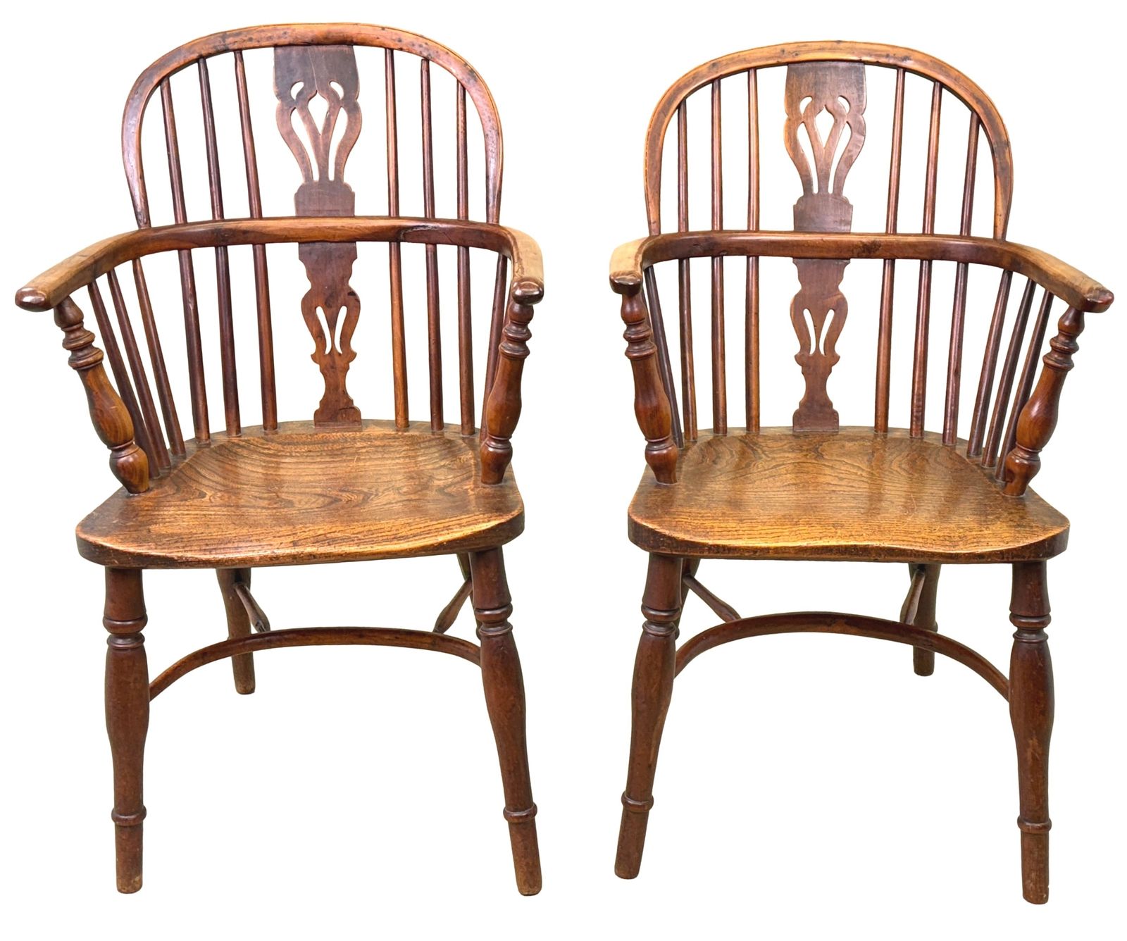 3200.0 Pair Of 19th Century Yew Wood Windsor Armchairs (England, Circa 1820) photo
