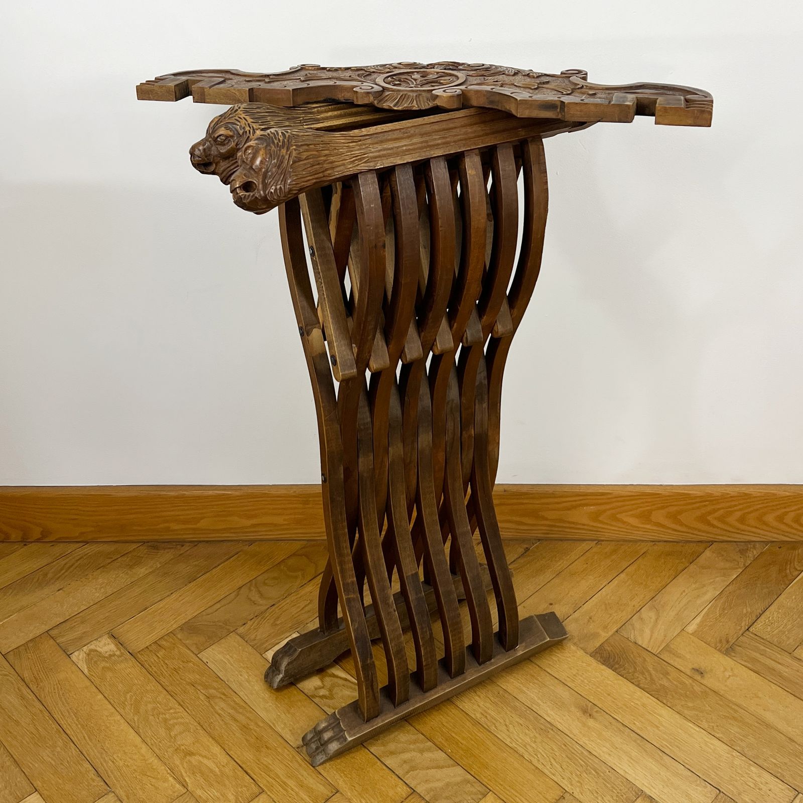 Antique Savonarola Chair, Florentine Renaissance Home Decor, Carved Wood Armchair photo Furniture