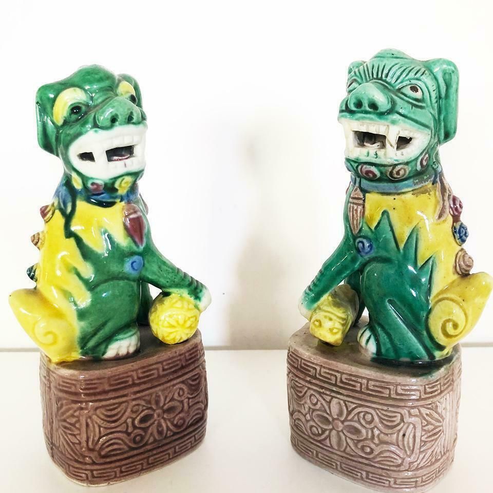 Cani Di Fo Pair Of Hand Decorated Ceramics' 900  Antiques photo Home Decor