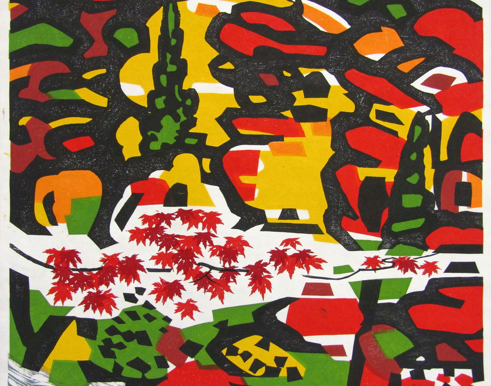 photo for sale Large Hand Signed 1968 Japanese Fukushima Landscape Woodblock Print By Okiie Hashimoto