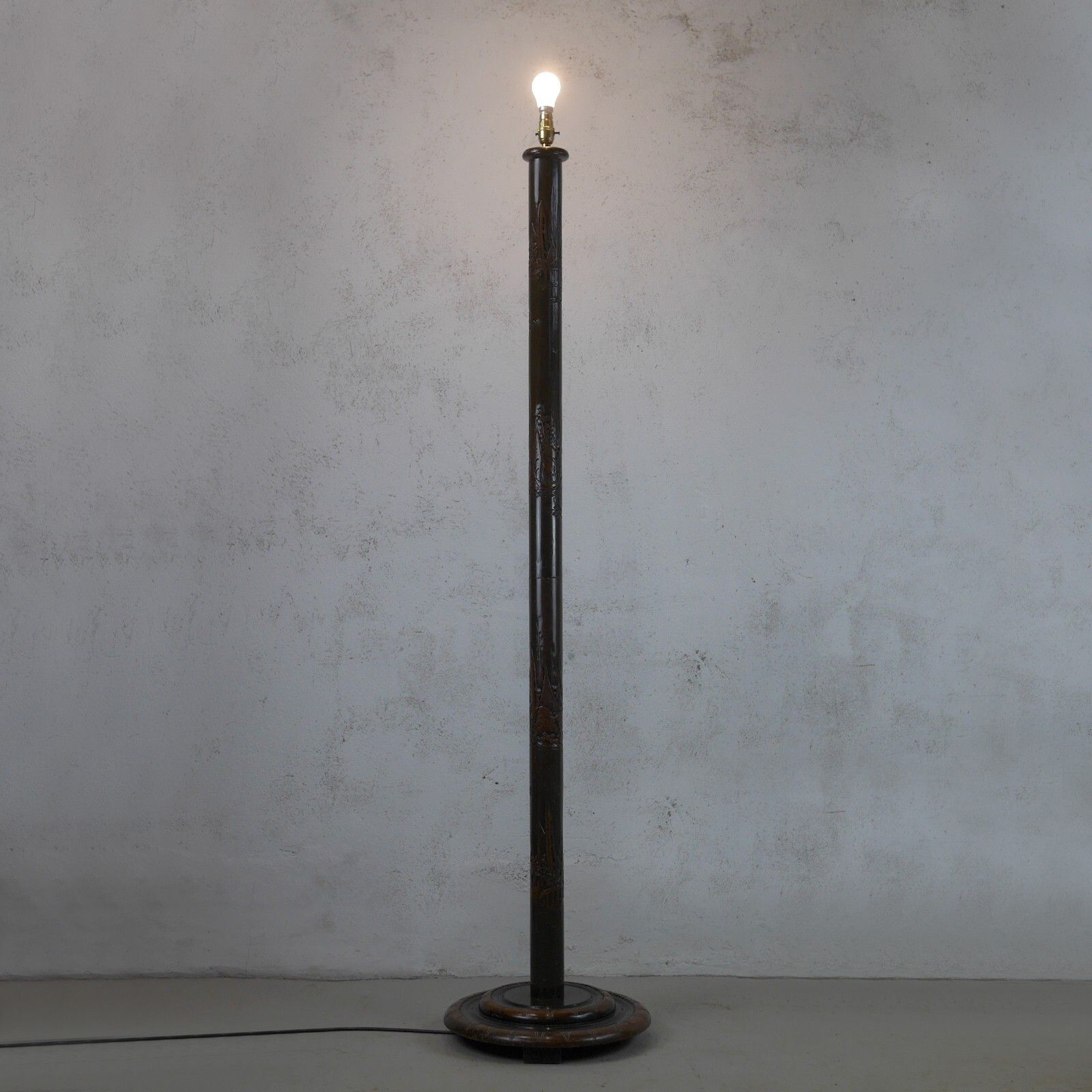 Antique Early 20th Century Chinoiserie Carved Wood Standard Lamp #102681 photo for sale