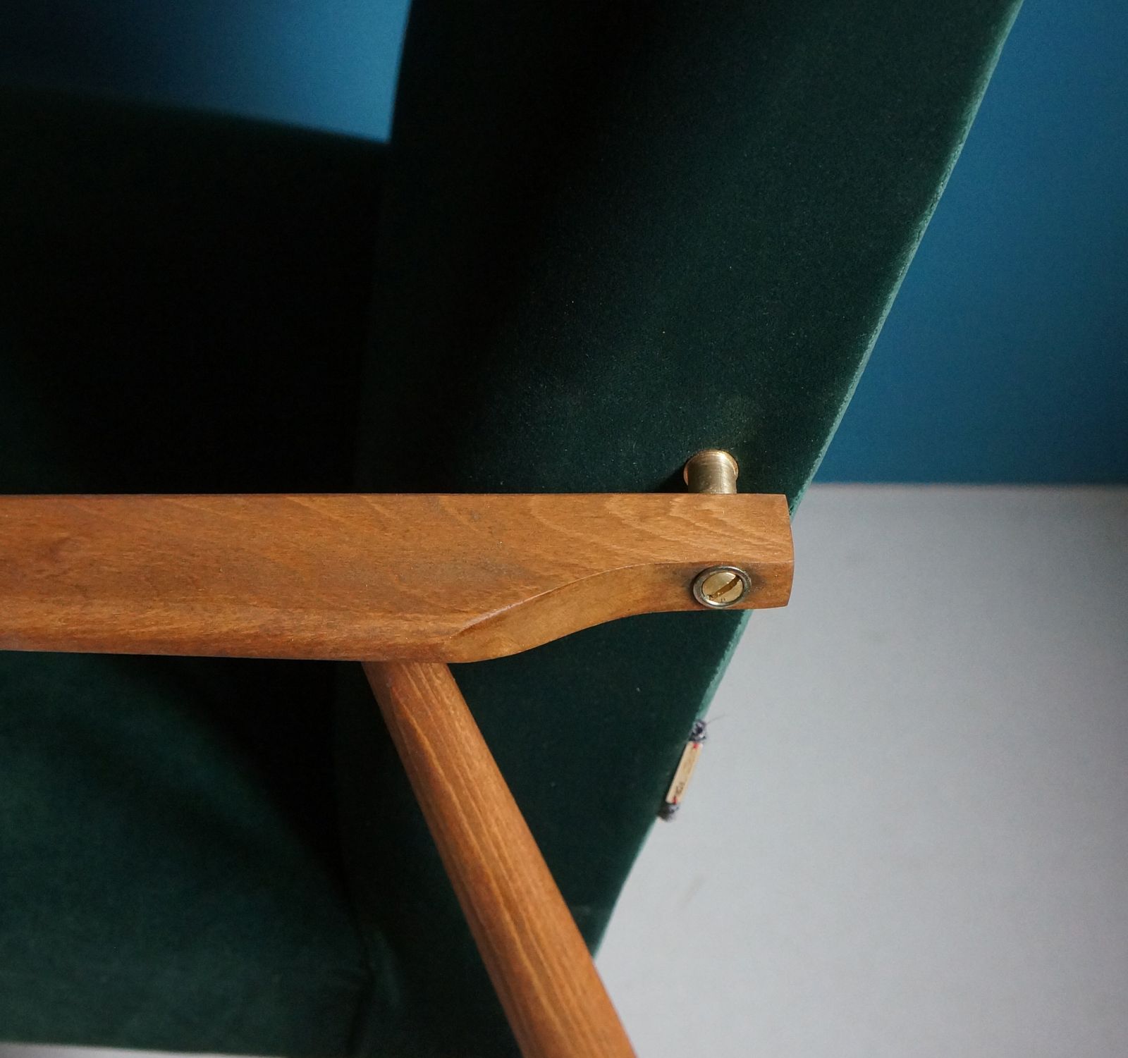 Vintage Armchair Form Mid Century, Dark Green, Restored photo furniture