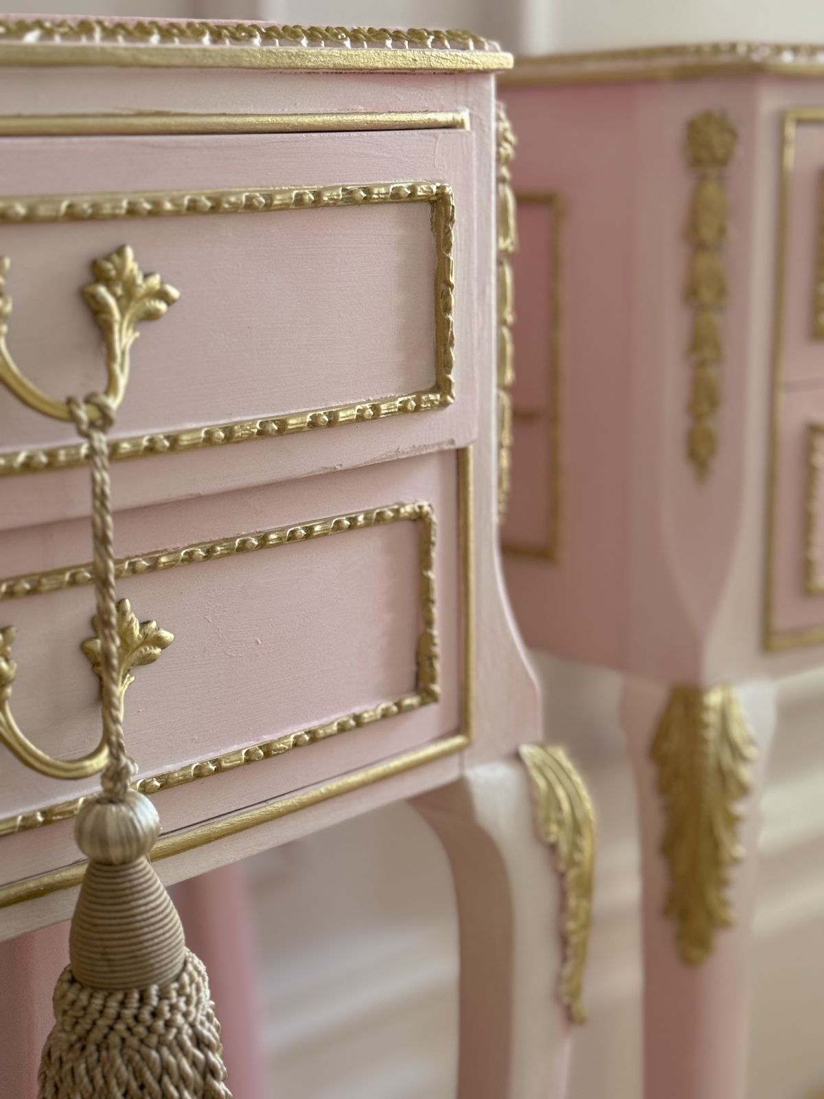 Peony & Blush French Style Bedside Cabinets, Soft Ombre Tones, Pair Of Cabinets, Bedroom Furniture, French Decor photo furniture