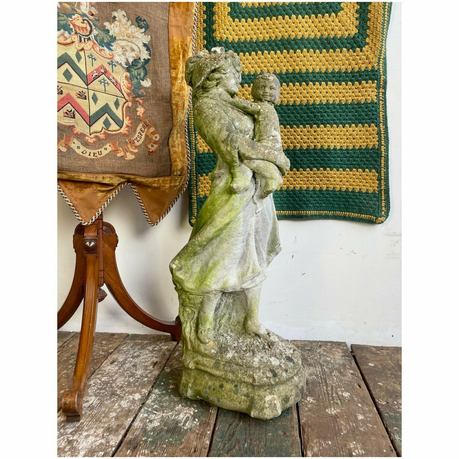 Composite Stone Figure Of A Woman And Child C.1940