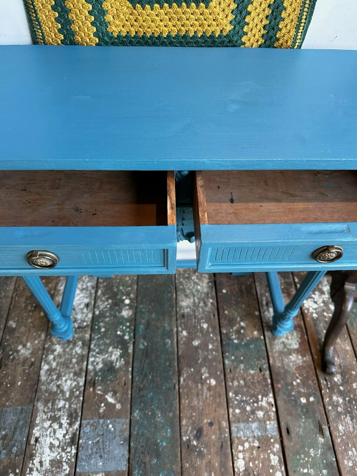Antique French 2 Drawer Console Table Overpainted In Annie Sloan C.1900 photo buy