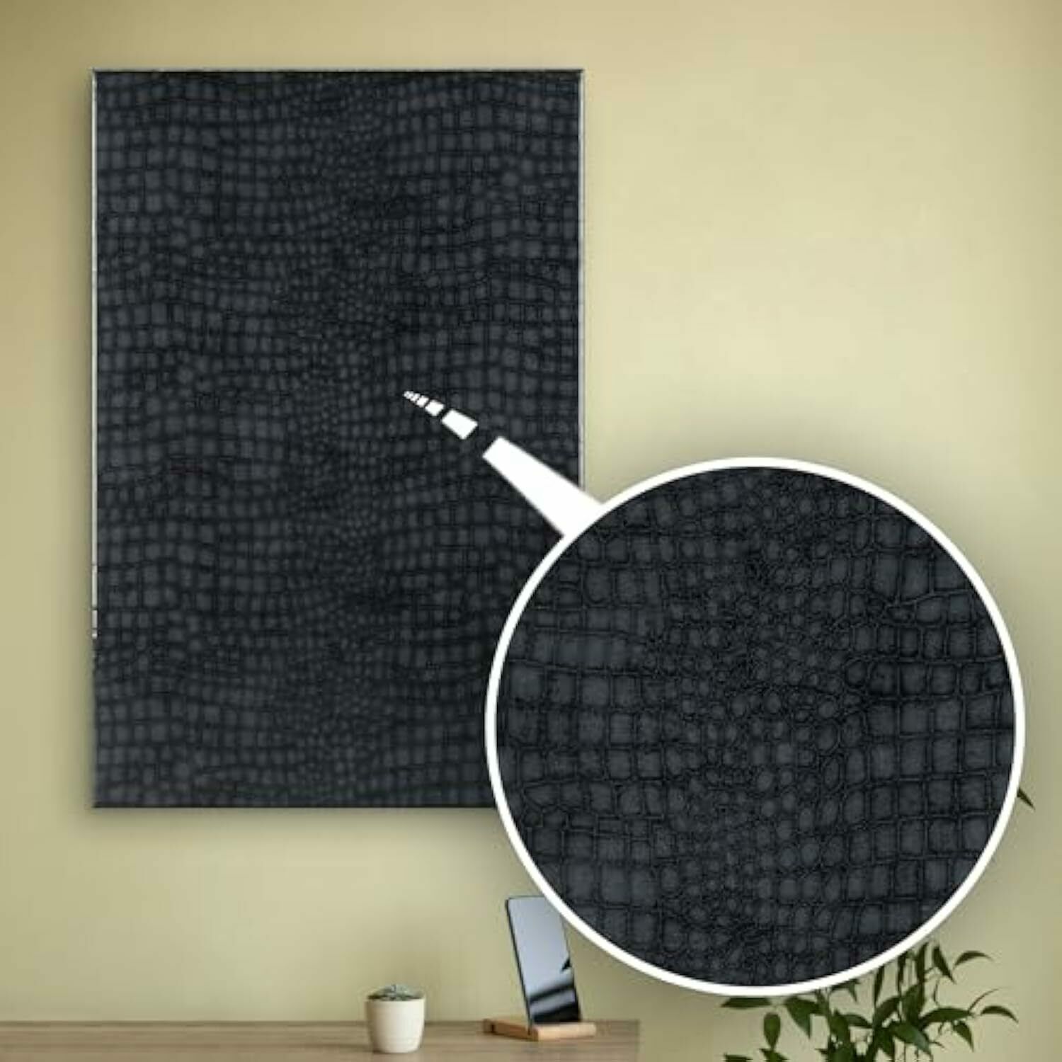 Black Crocodile Skin Epoxy Resin Wall Art – Handcrafted Modern Décor, High Gloss Statement Piece For Home & Office photo Art