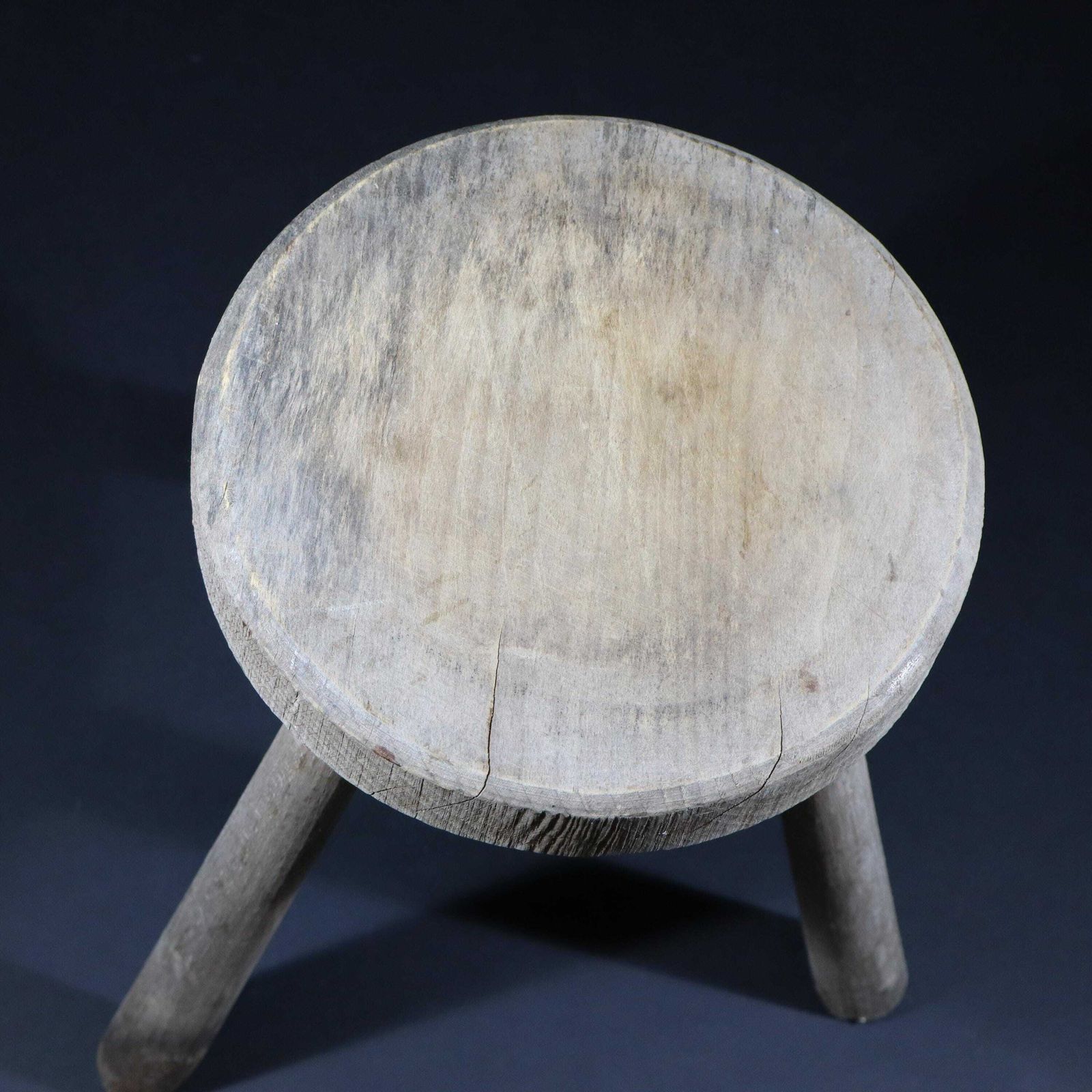 Vintage French Tripod Stool, Primitive French Stool Perriand Style photo vinterior