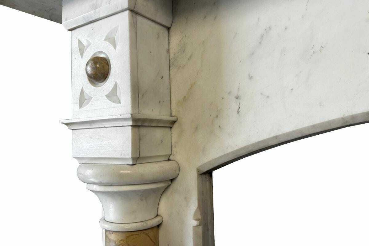Antique Victorian Pillared Lightly Grained Carrara Marble Fireplace Surround photo 5200.0
