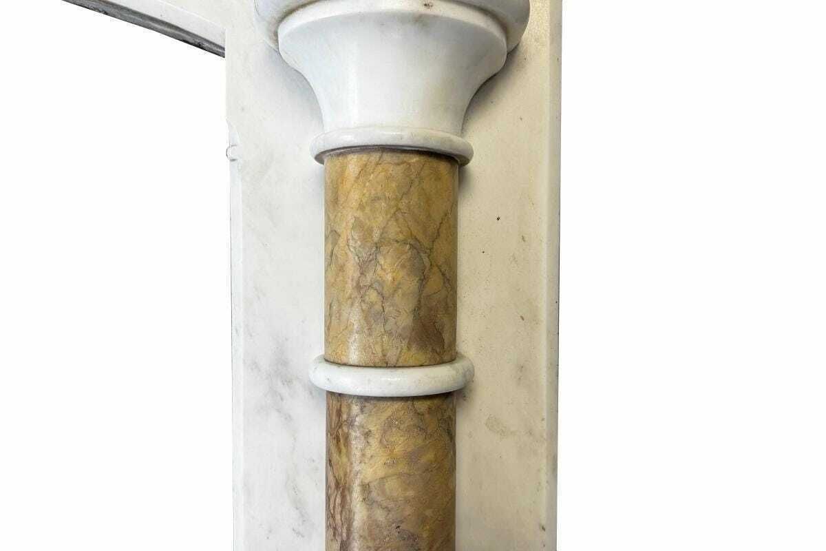 Antique Victorian Pillared Lightly Grained Carrara Marble Fireplace Surround photo buy