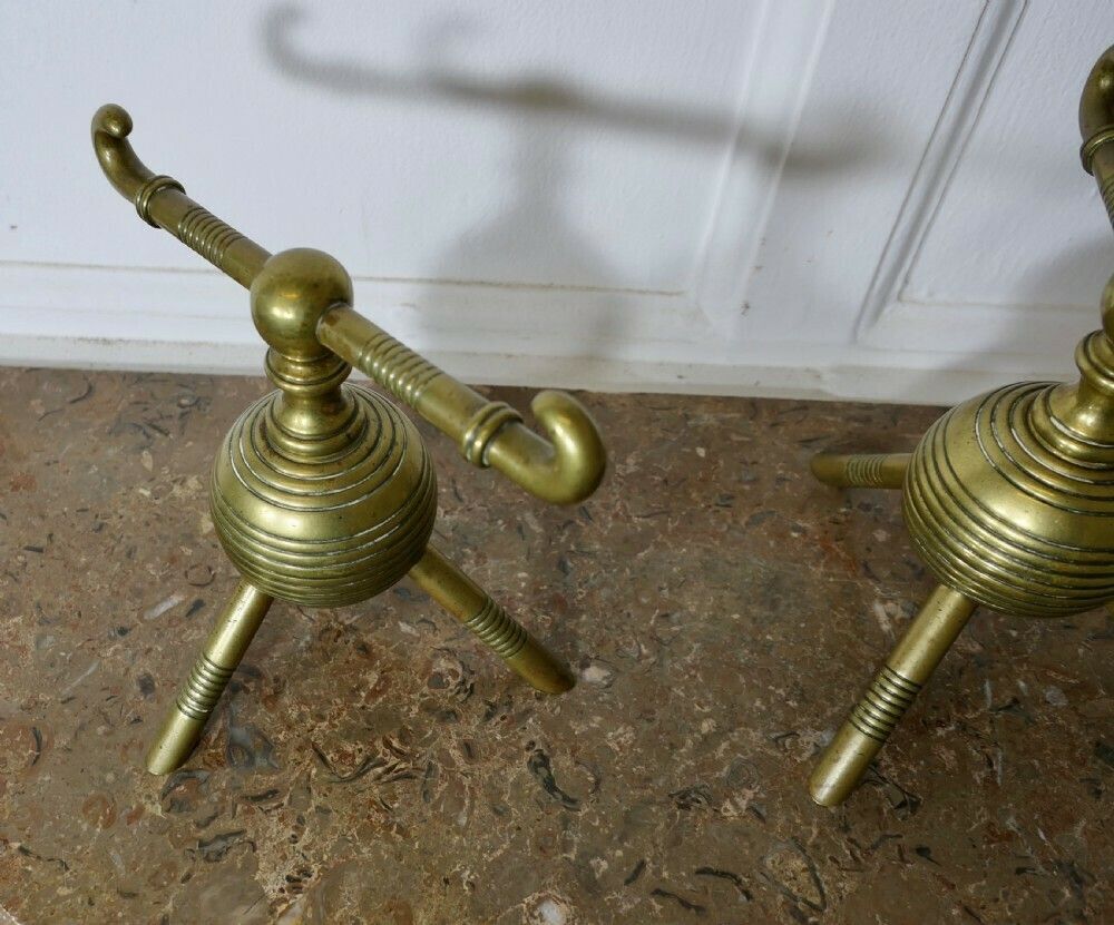 Brass Aesthetic Movement Christopher Dresser Fire Dogs photo for sale