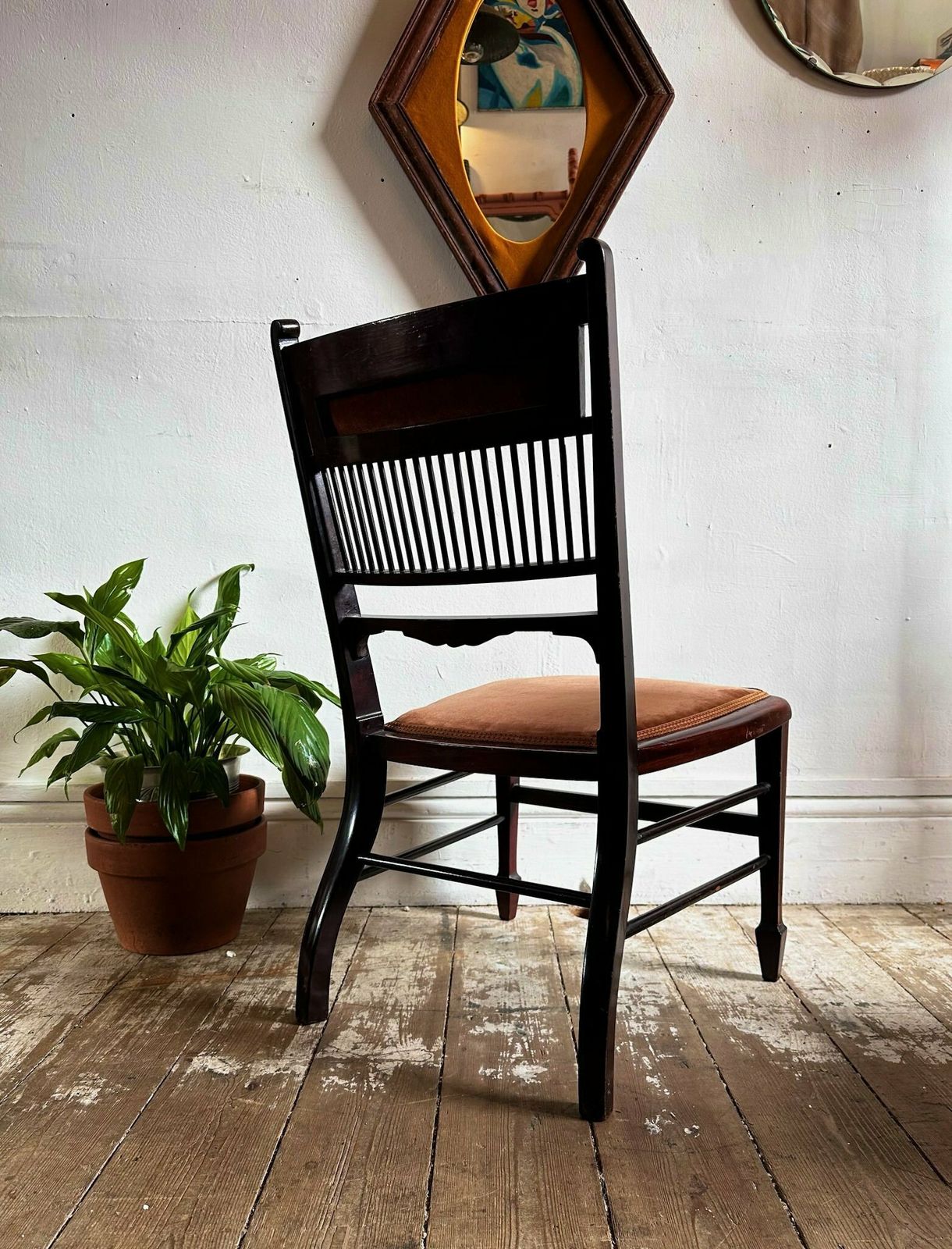Pair Of Upholstered Mahogany Marquetry Chairs, Bone And Boxwood Details photo vinterior