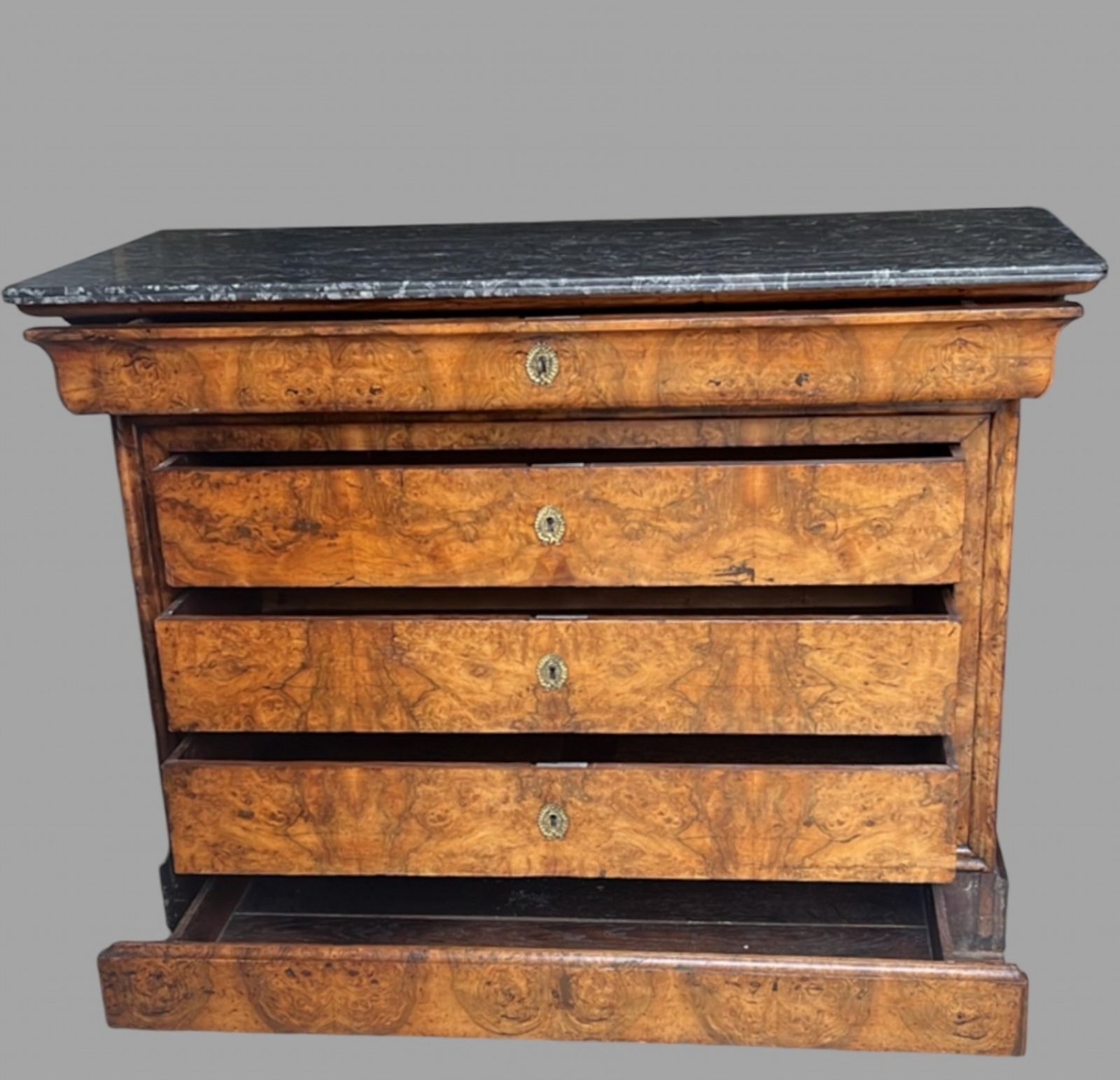 A 19th Century French Louis Phillipe Era Burr Walnut Commode photo furniture