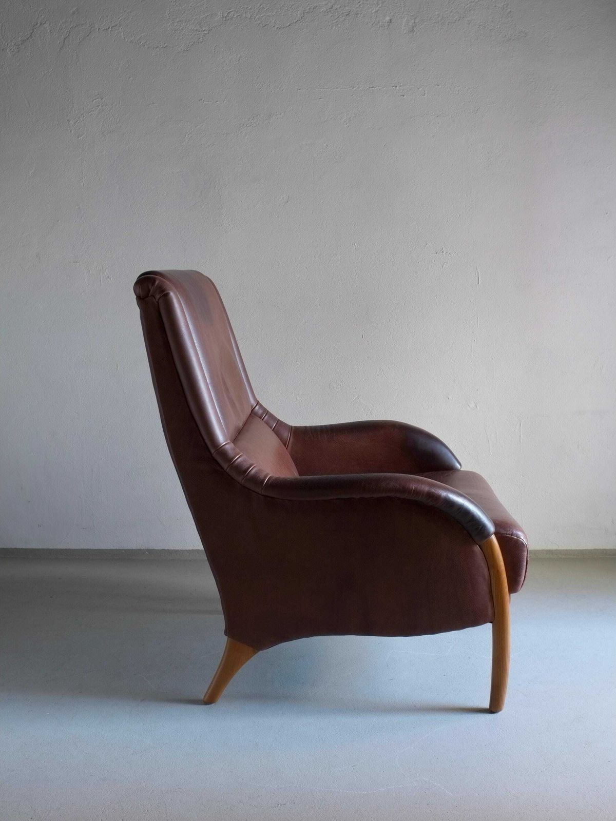 Brown Leather Lounge Chair | Netherlands | 1980s photo for sale