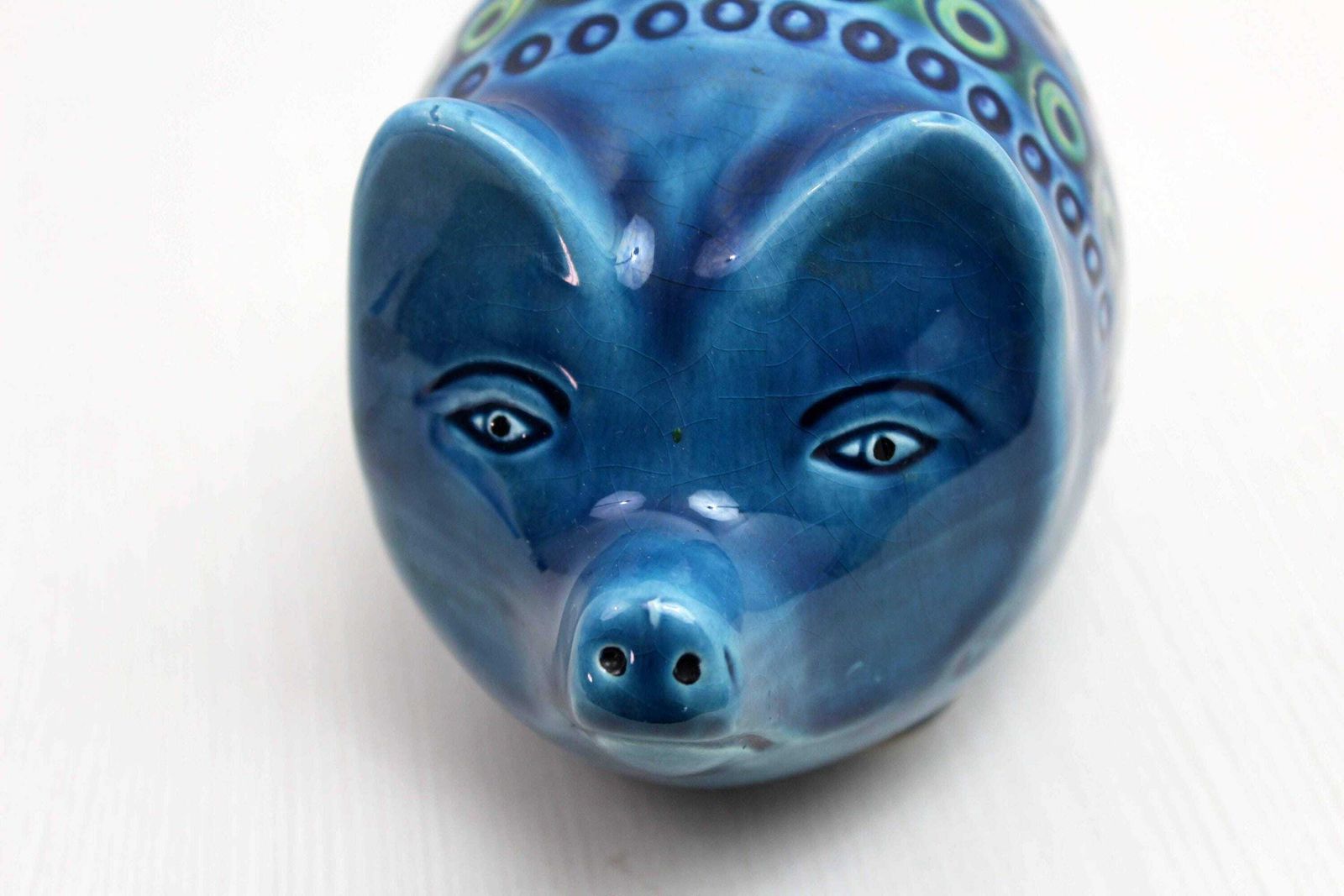 Zoomorphic Ceramic, Piggy Bank In Blue Ceramic From Rimini, Italy 1970 photo 153.0