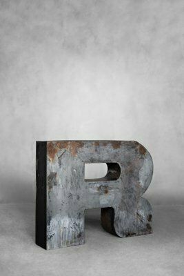 Large Vintage Polish Industrial Metal Letter R, 1950s photo for sale