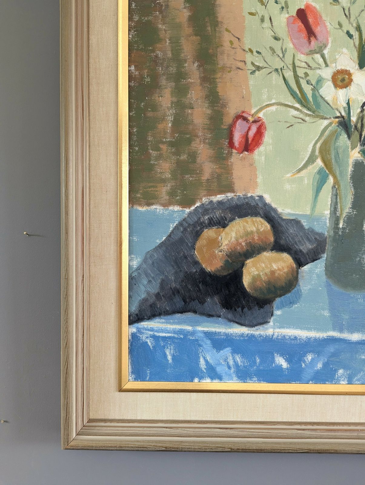 Tulips In A Jug, Oil Onto Canvas photo vintage