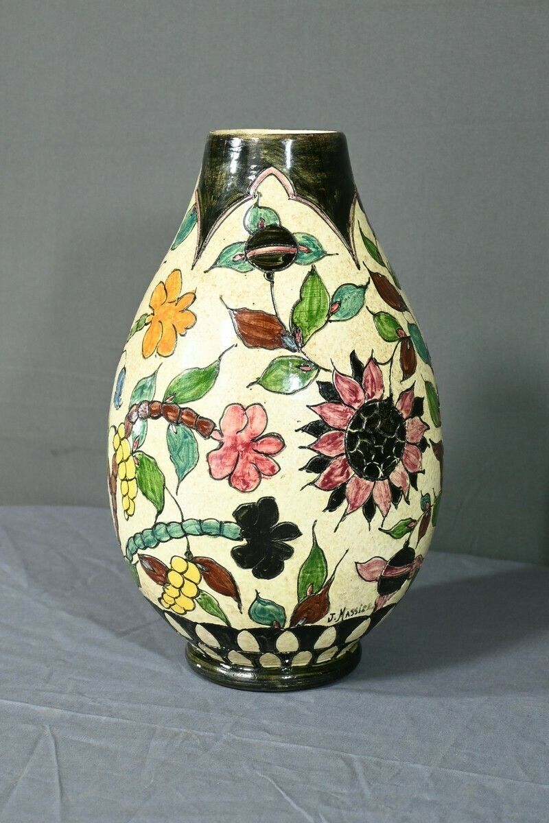 Polychrome Earthenware Vase, Signed J.Massier, Vallauris – Early 20th Century photo for sale