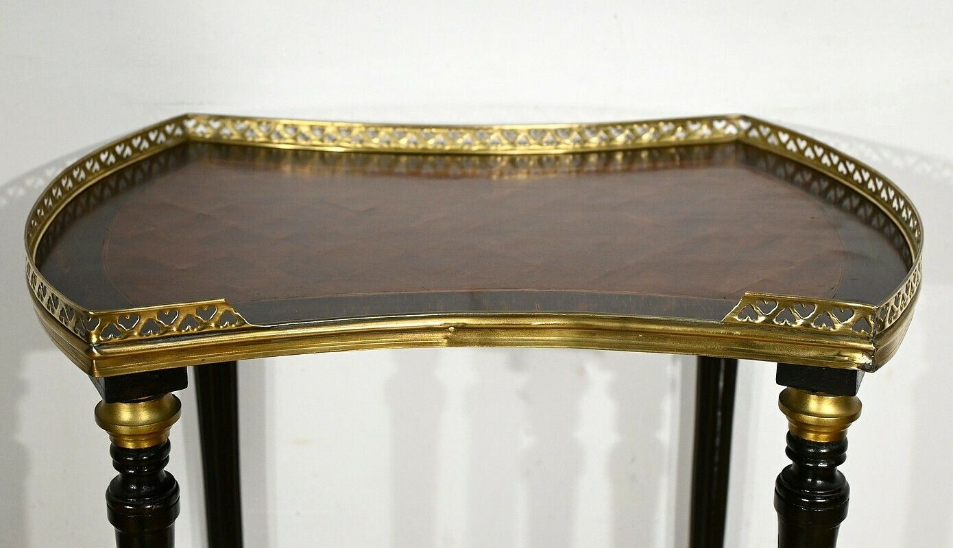 Table Volante à Double Plateau En Acajou Et Poirier Noirci, Style Napoléon III – 1930 photo vinterior