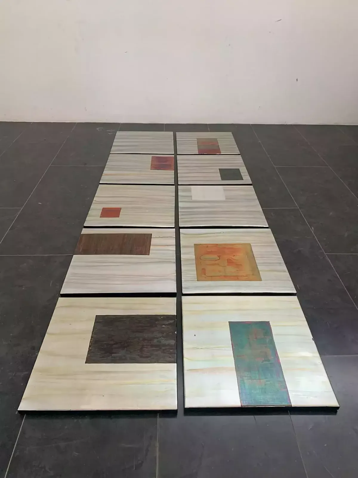 Abstract Metal Panels In Iridescent Paints, 1980s, Set Of 10 photo Textiles