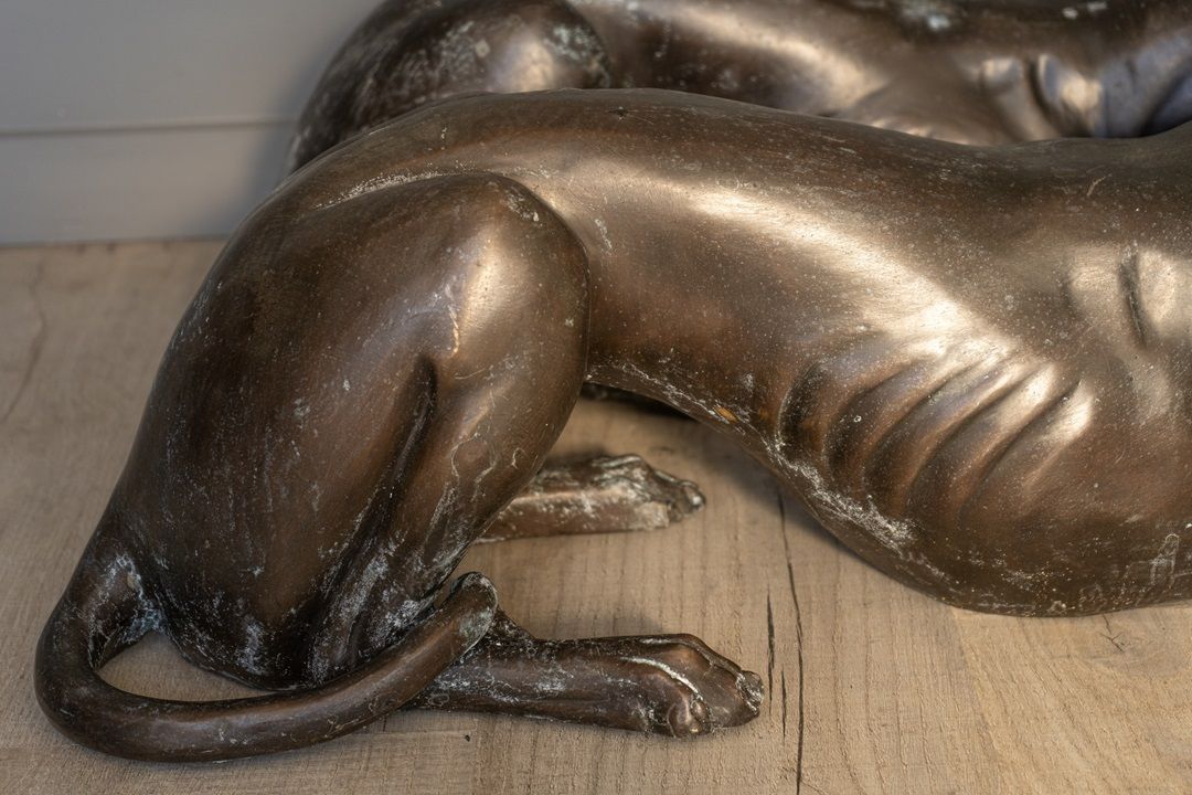 photo furniture Pair Of Bronze Whippet Garden Statues