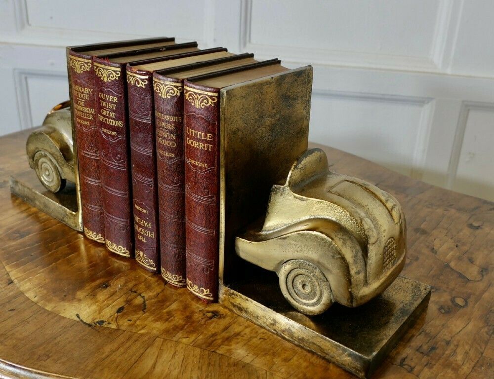 Vintage Model Car A Pair Of Brass Bookends photo for sale