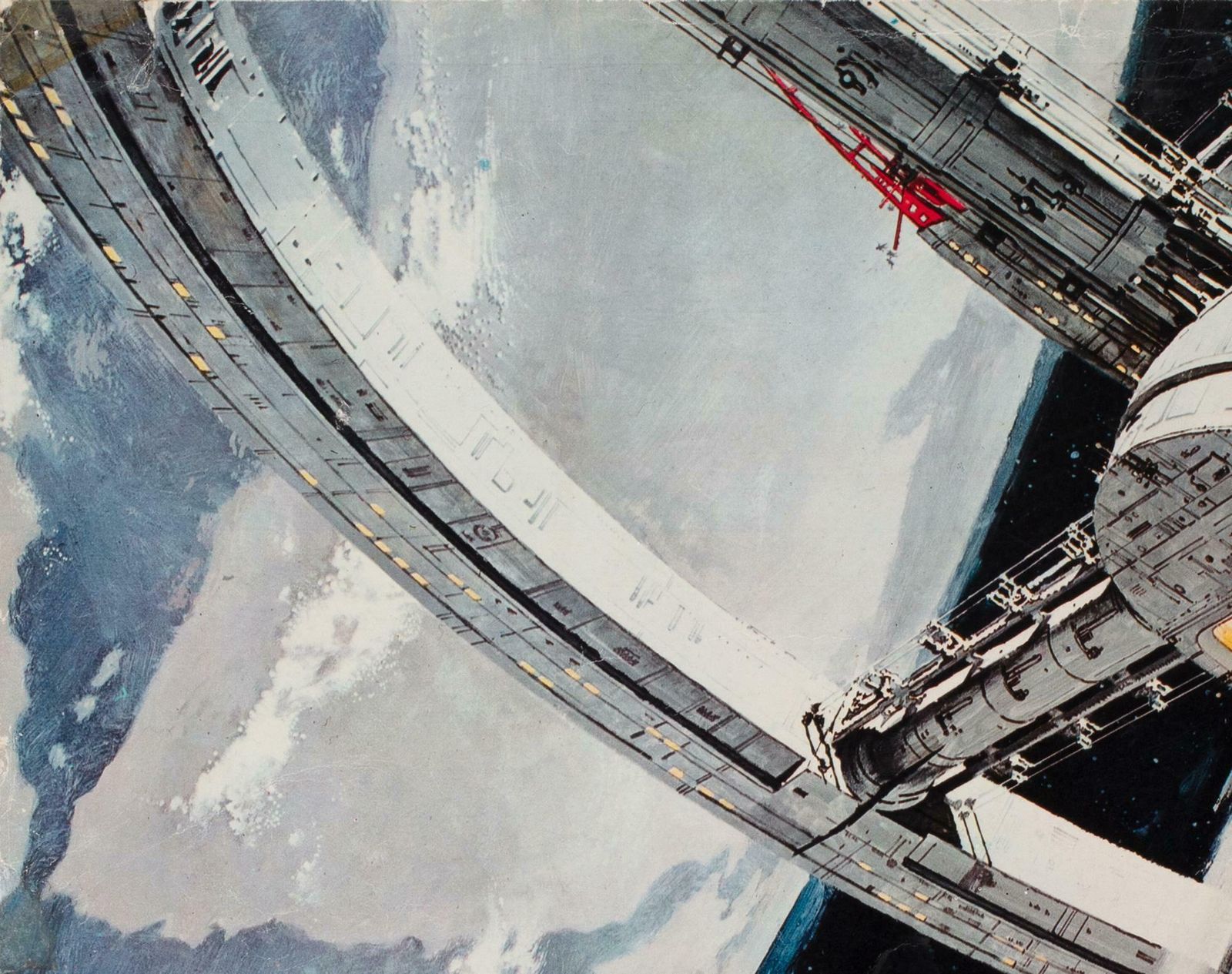 2001 A Space Odyssey Space Station Italian Oversized Illustrated Still, Bob Mcca photo for sale