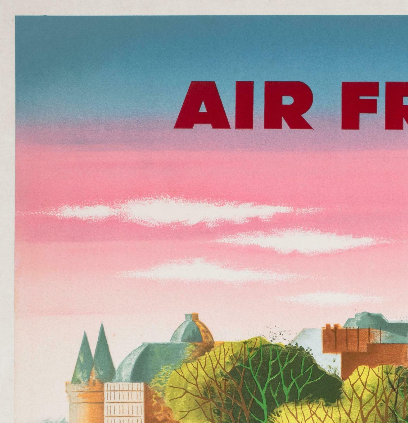 Air France Paris 1957 Travel Airline Advertising Poster, Jacques Nathan Garamond photo for sale