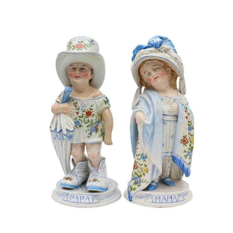 Antique German Pair Of Porcelain Humorous Mapa Papa Figures By Conta And Boehme C 1880's. photo furniture