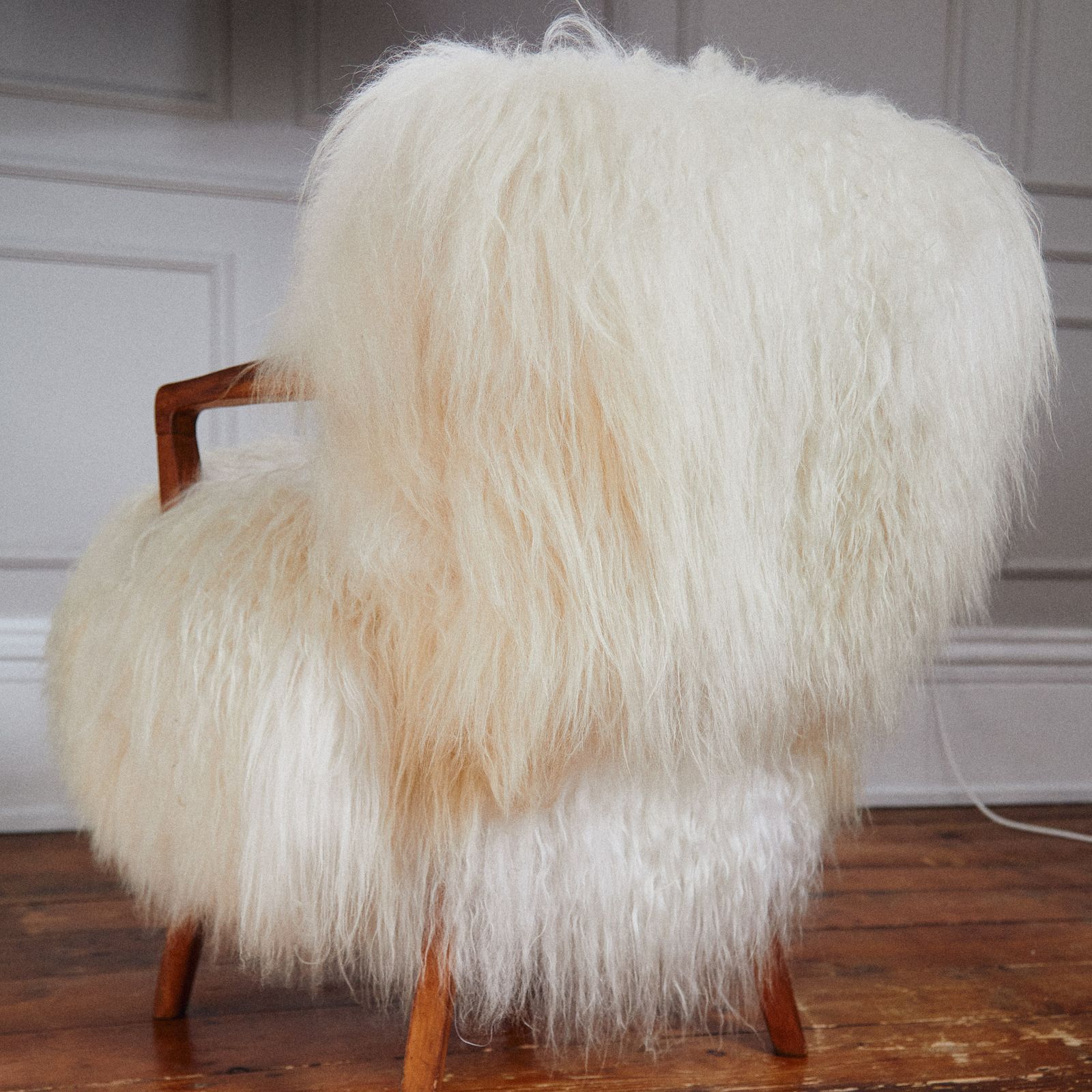 The Three Sheep Chair 1930s Mid Century Modern Armchair With Long Haired Icelandic Sheepskin photo 1820.0