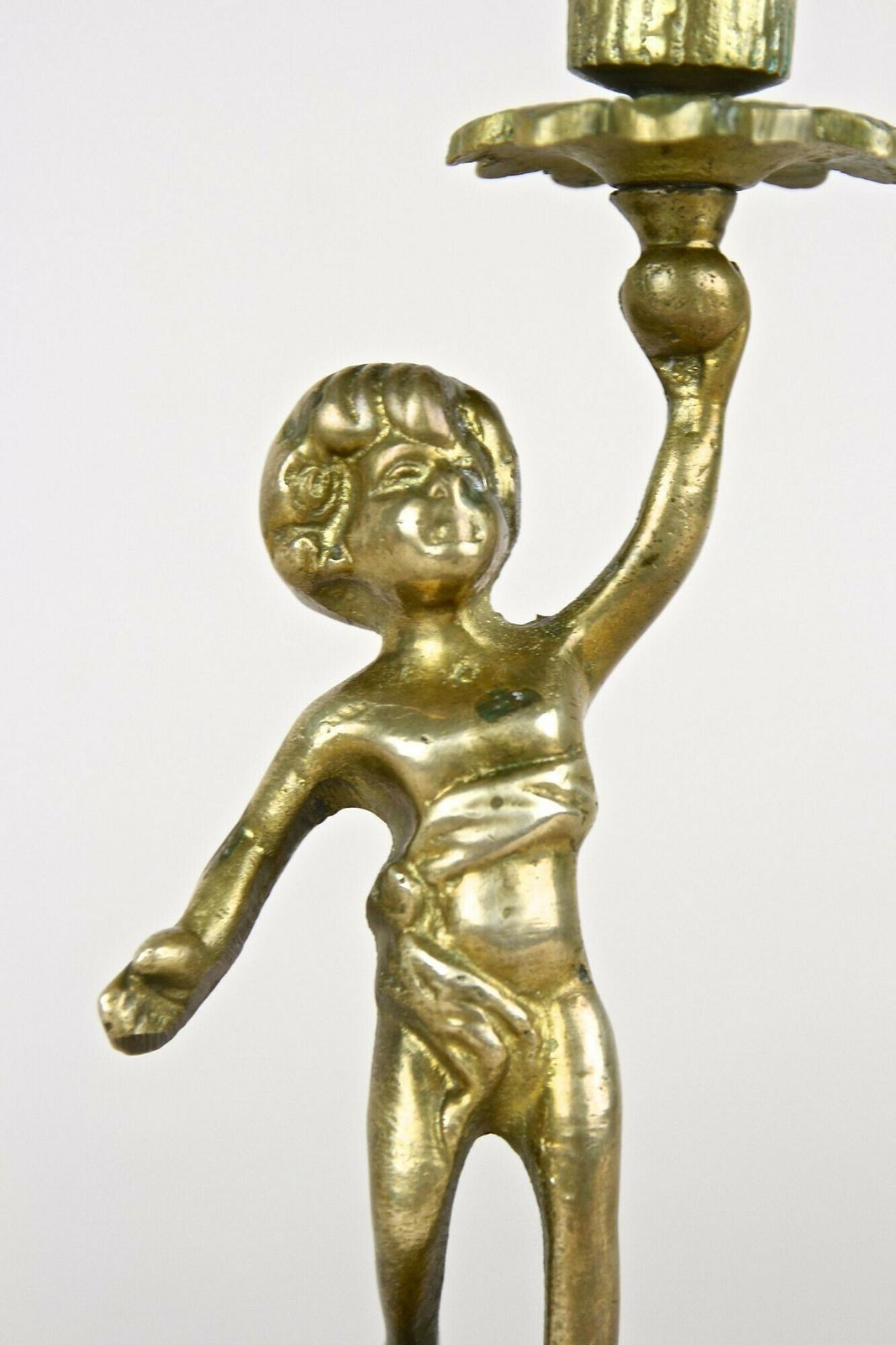 photo buy 19th Century Sculptural Firegilt Baroque Revival Brass Candleholder, At Ca. 1880
