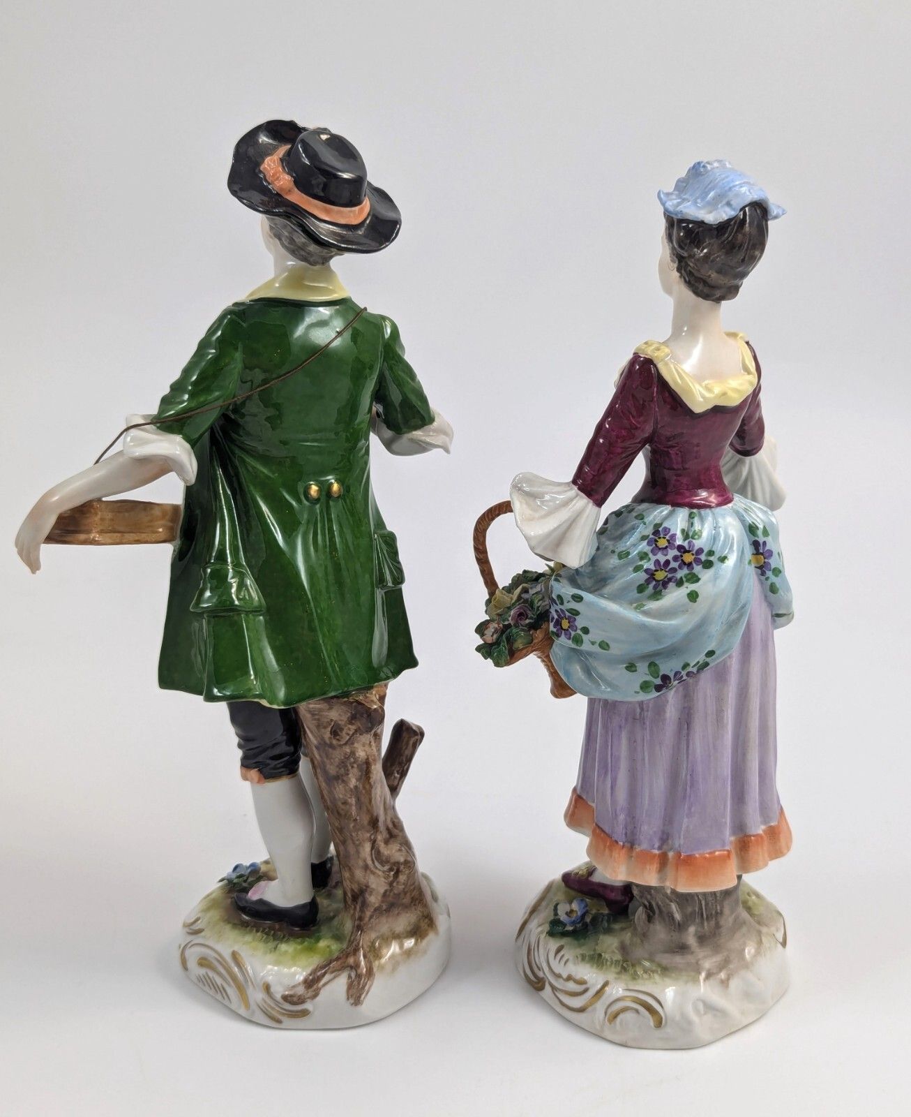 Porcelain Figurines Of Flower Sellers By Volkstedt, Germany photo for sale